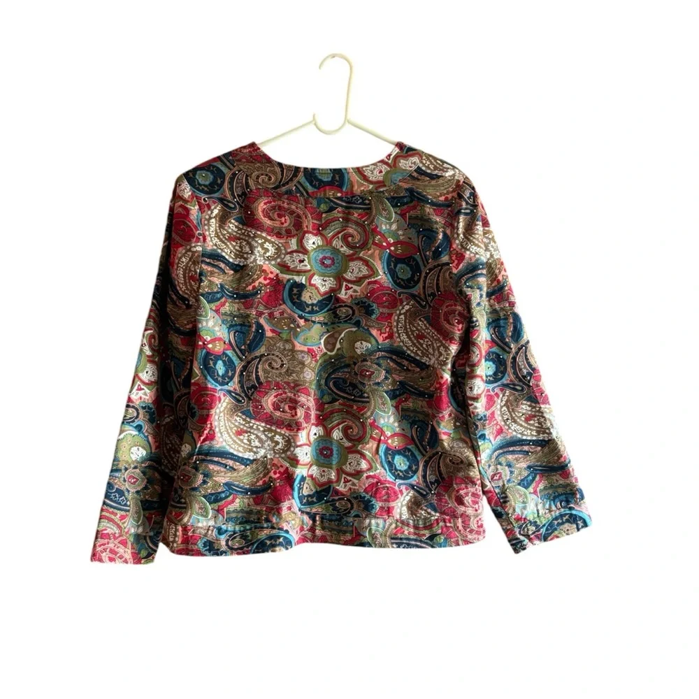 Indigo Moon Women Tapestry beaded  Embroidered Jacket Sz L Art to Work Retro
